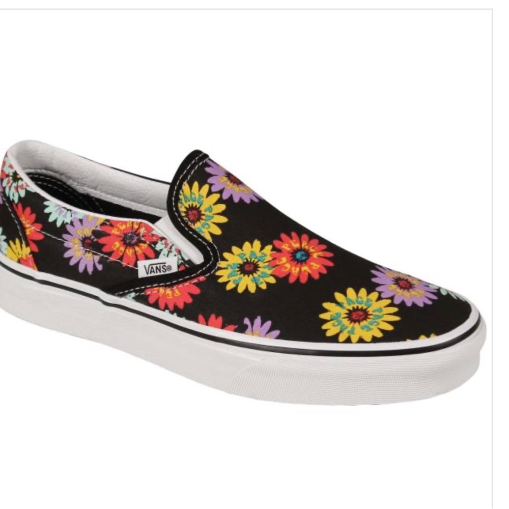 VANS - PEACE FLORAL - SIZE 10 - NWT - SLIP ON - ADORABLE!  without box